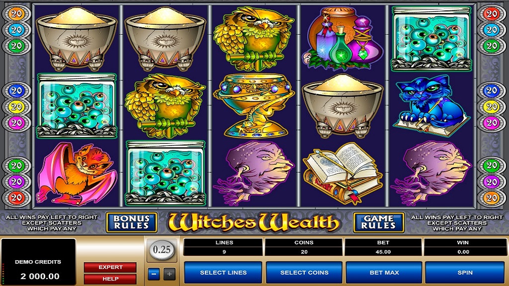 Screenshot of Witches Wealth slot from Microgaming