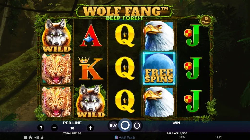 Screenshot of Wolf Fang - Deep Forest slot from Spinomenal