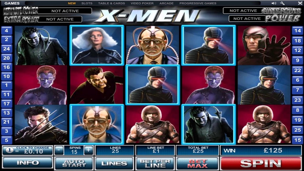 Screenshot of X Men slot from Playtech