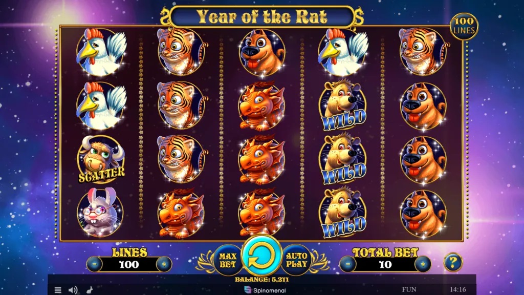 Screenshot of Year of the Rat slot from Spinomenal