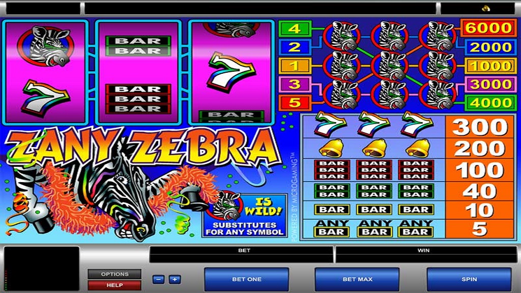 Screenshot of Zany Zebra slot from Microgaming