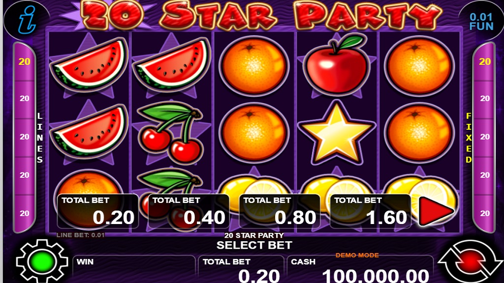 Screenshot of 20 Star Party slot from CT Interactive