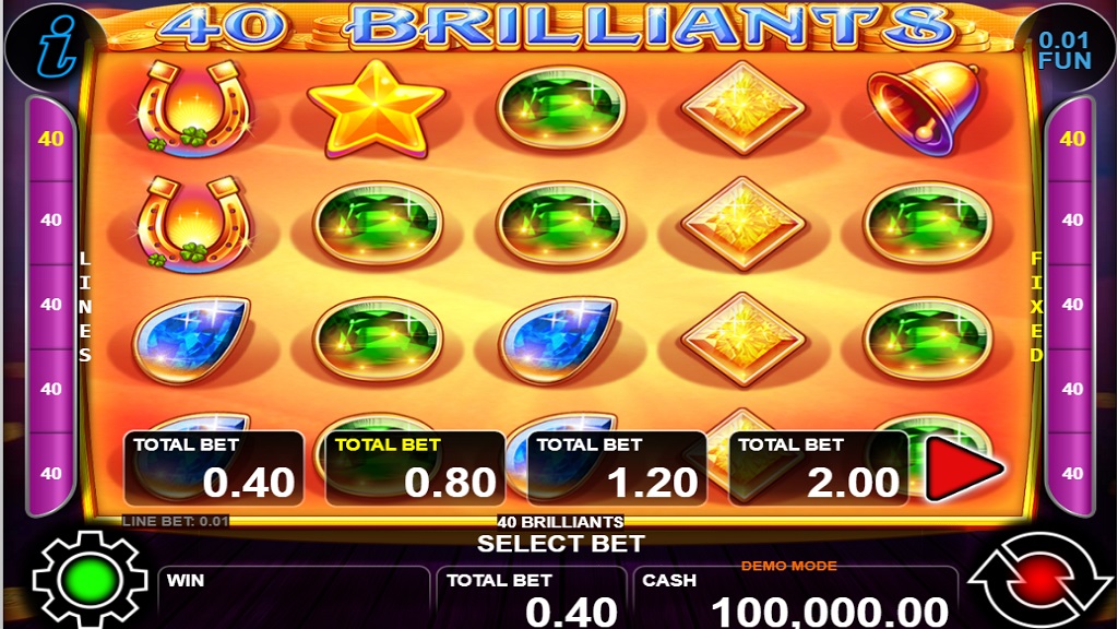 Screenshot of 40 Brilliants slot from CT Interactive