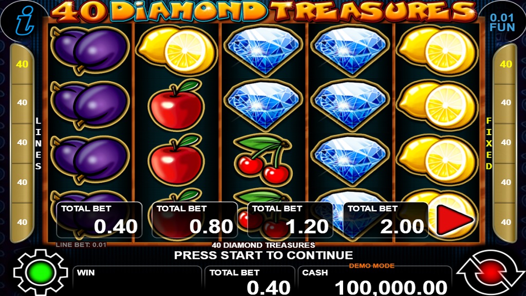 Screenshot of 40 Diamond Treasures slot from CT Interactive