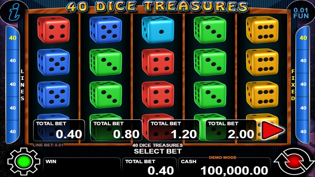 Screenshot of 40 Dice Treasures slot from CT Interactive