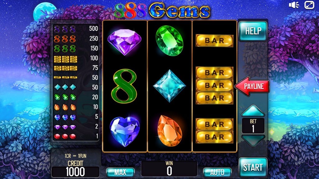 Screenshot of 888 Gems slot from InBet
