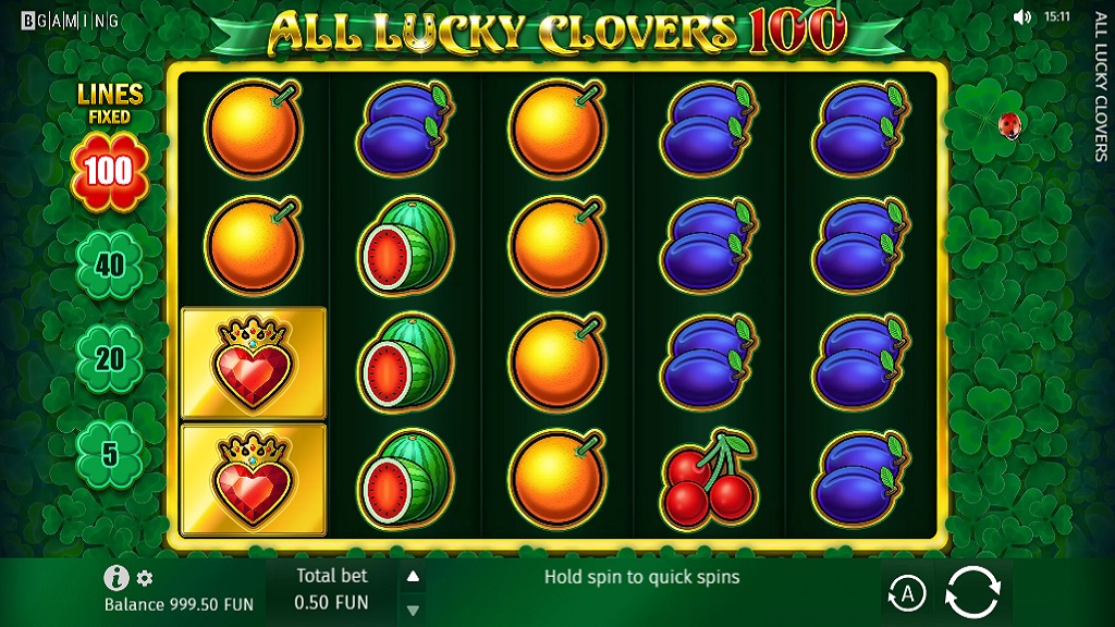 Screenshot of All Lucky Clovers 100 slot from BGaming