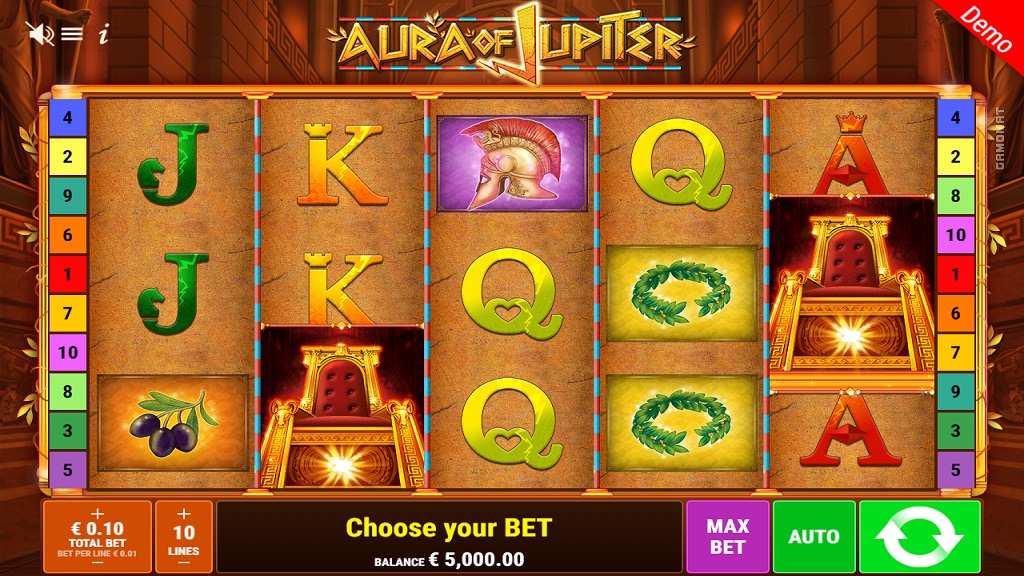 Screenshot of Aura of Jupiter slot from Gamomat