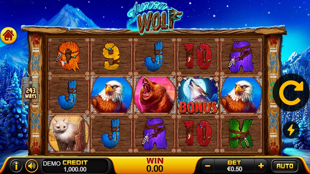 Screenshot of Aurora Wolf slot from Playstar