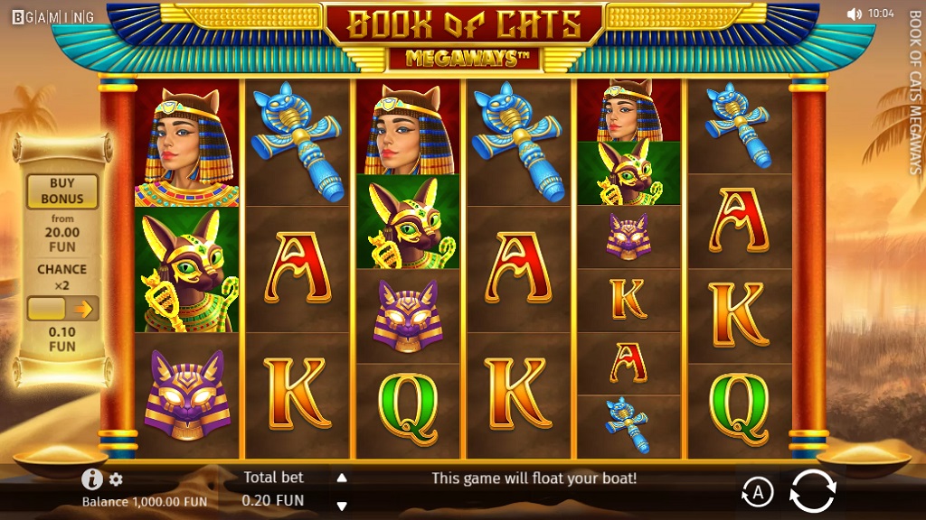Screenshot of Book of Cats Megaways slot from BGaming