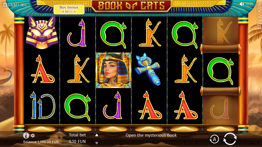 Screenshot of Book of Cats slot from BGaming