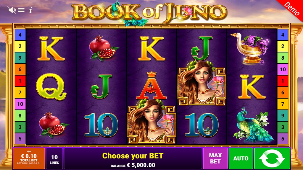Screenshot of Book of Juno slot from Gamomat
