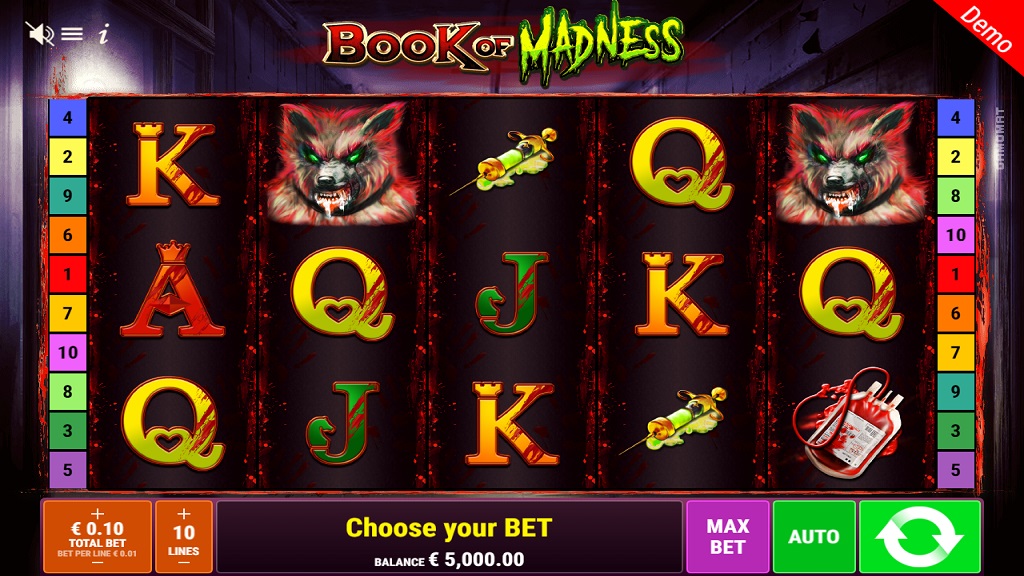 Screenshot of Book of Madness slot from Gamomat