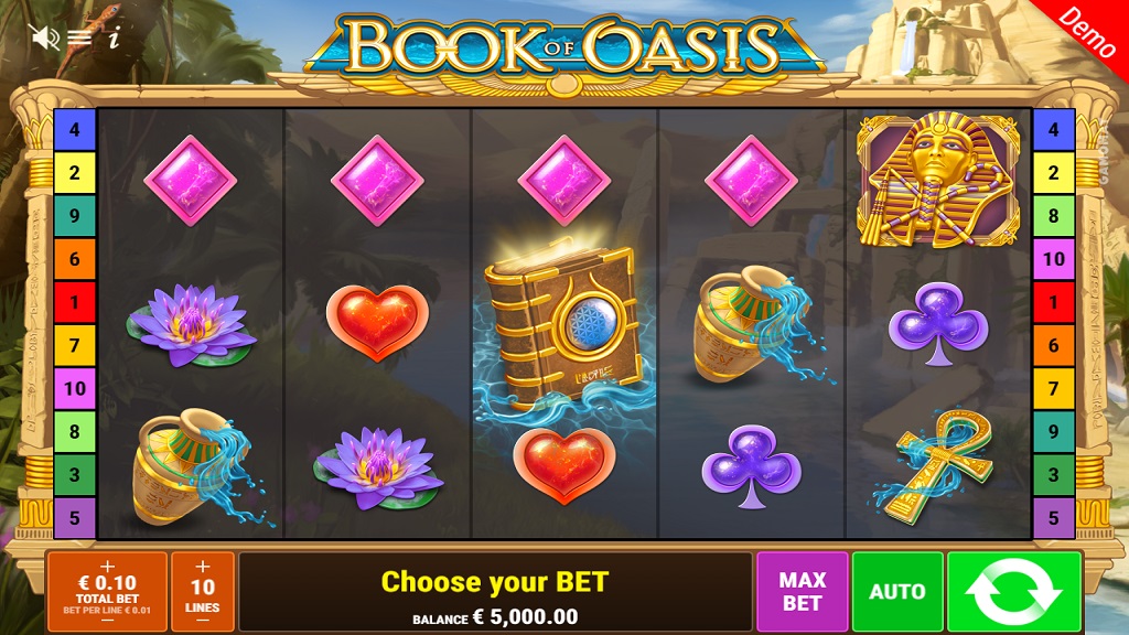 Screenshot of Book of Oasis slot from Gamomat