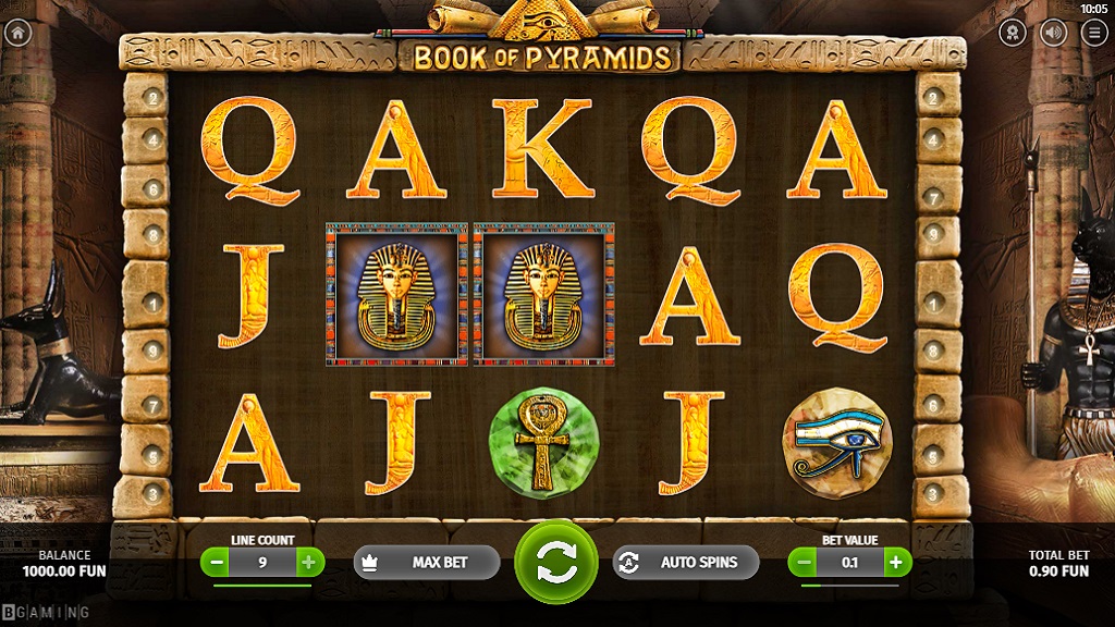 Screenshot of Book of Pyramids slot from BGaming