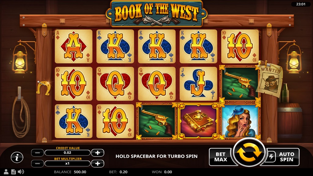 Screenshot of Book of the West slot from Swintt