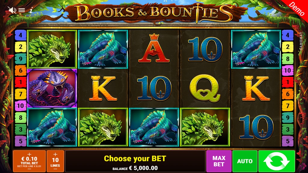 Screenshot of Books and Bounties slot from Gamomat