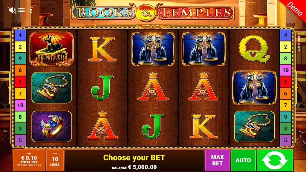 Screenshot of Books and Temples slot from Gamomat