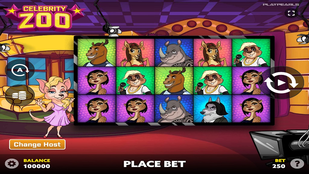 Screenshot of Celebrity Zoo slot from PlayPearls