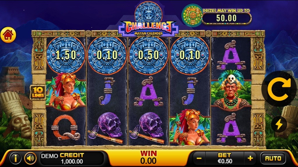 Screenshot of Challenge Mayan Calendar slot from Playstar