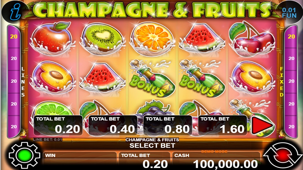 Screenshot of Champagne and Fruits slot from CT Interactive