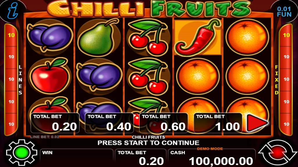 Screenshot of Chilli Fruits slot from CT Interactive