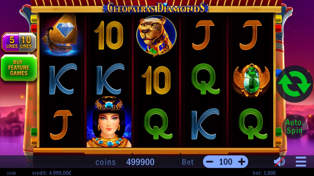 Screenshot of Cleopatras Diamonds slot from Swintt