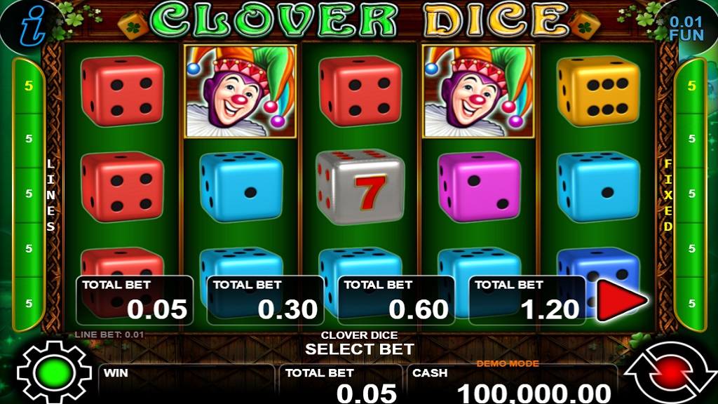 Screenshot of Clover Dice slot from CT Interactive