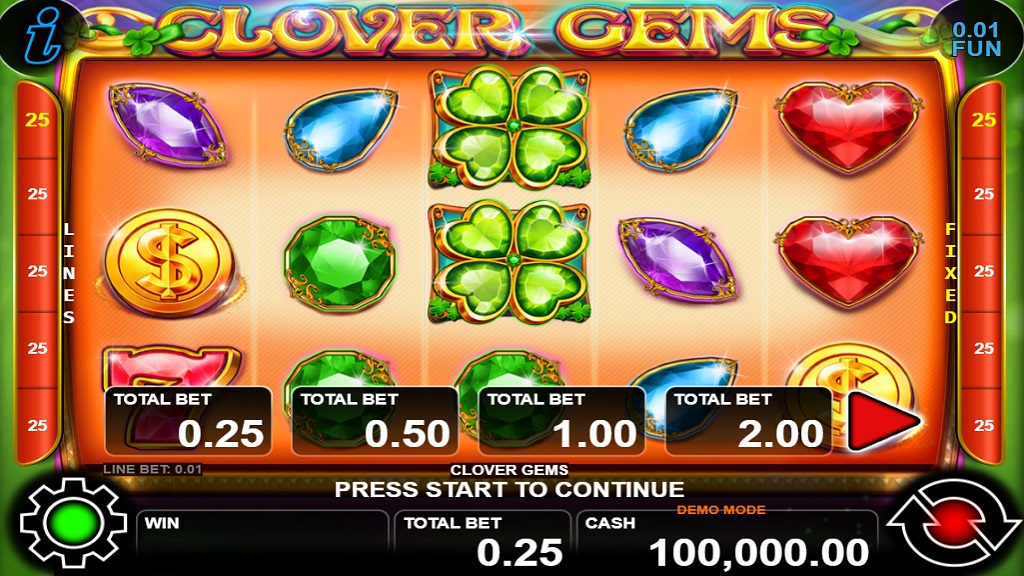 Screenshot of Clover Gems slot from CT Interactive