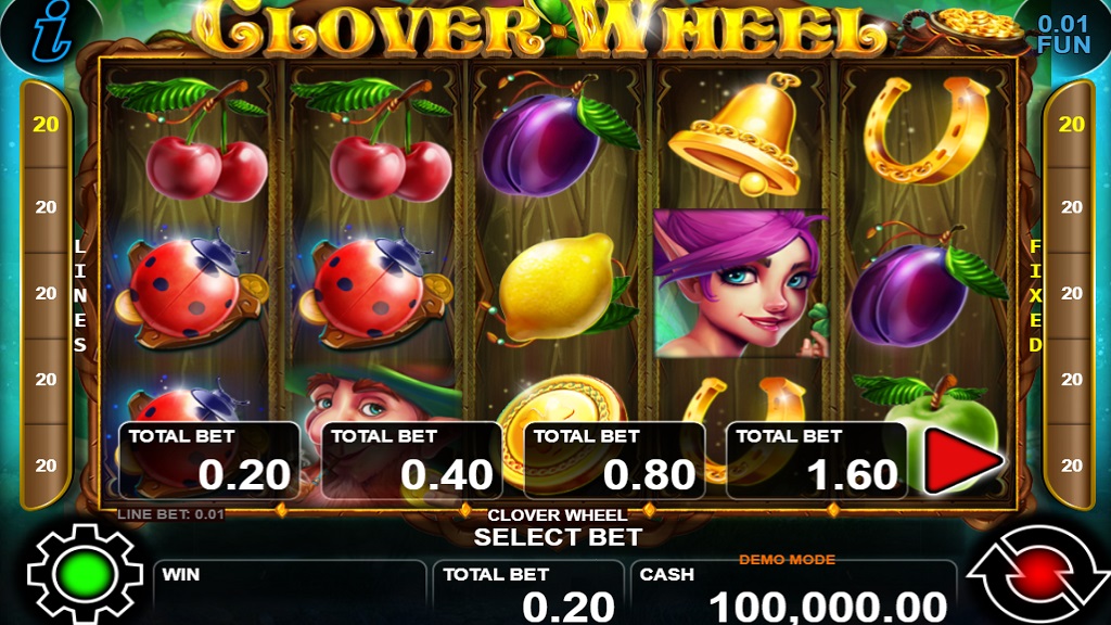 Screenshot of Clover Wheel slot from CT Interactive