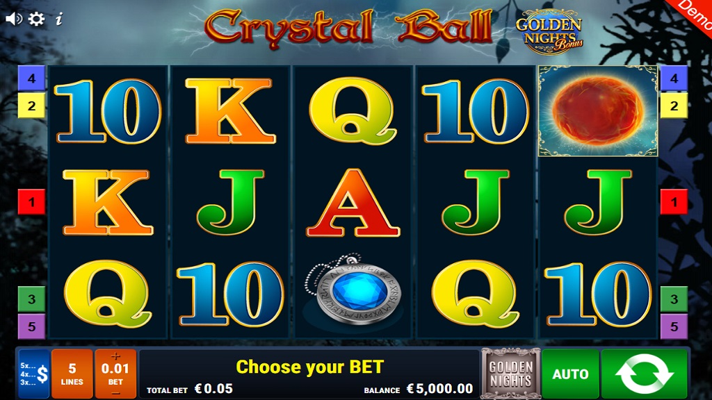 Screenshot of Crystal Ball Golden Nights slot from Gamomat