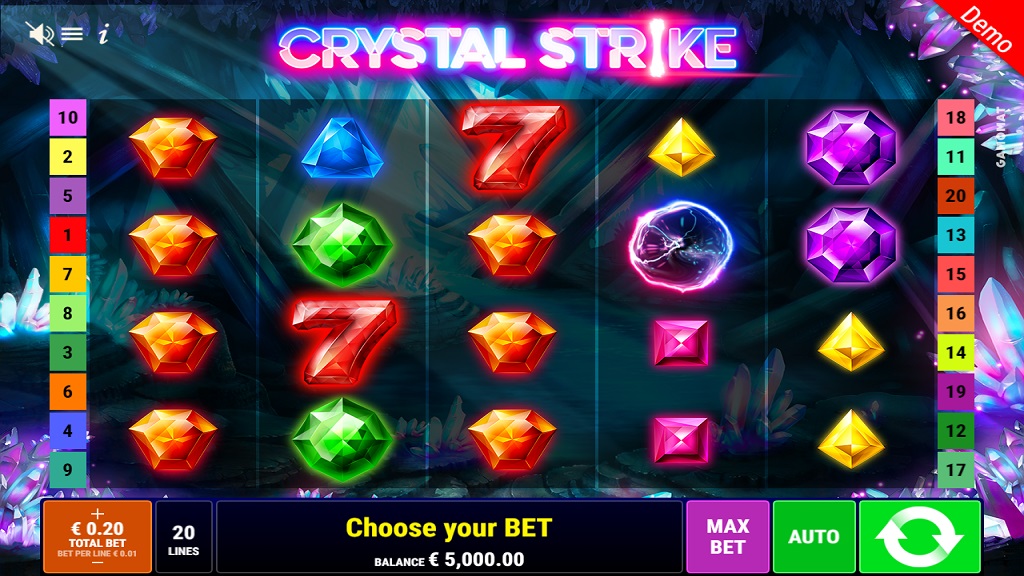 Screenshot of Crystal Strike slot from Gamomat