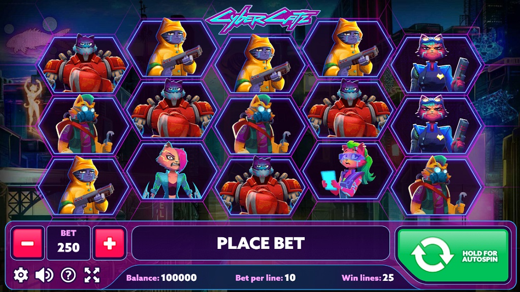 Screenshot of Cyber Catz slot from PlayPearls