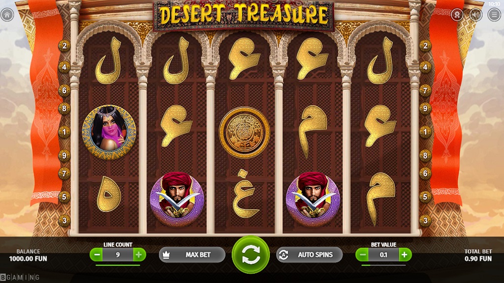 Screenshot of Desert Treasure slot from BGaming
