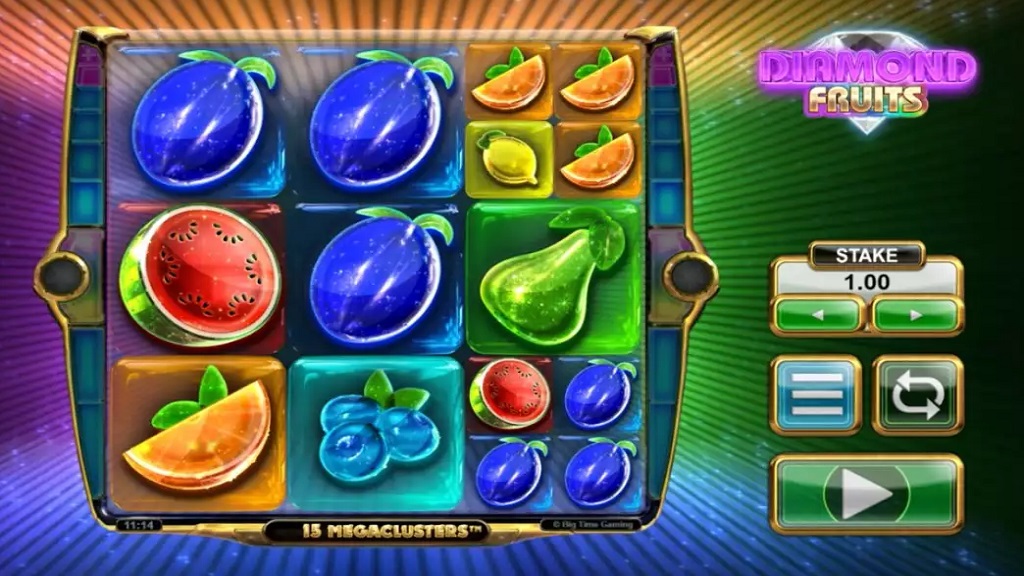 Screenshot of Diamond Fruits Megaclusters slot from Big Time Gaming