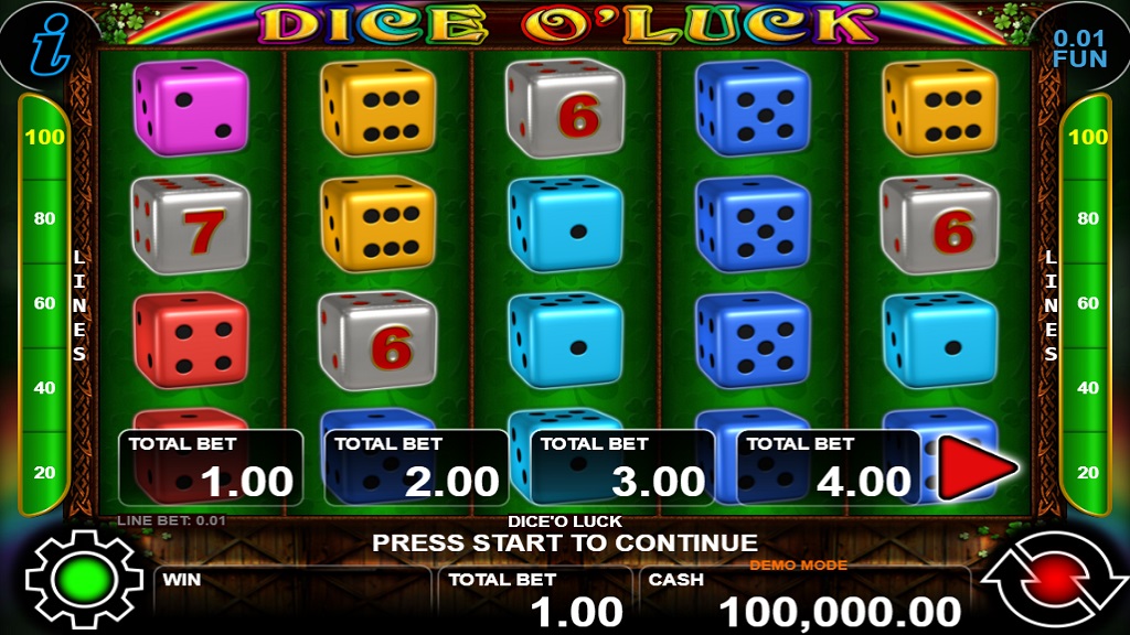 Screenshot of Dice'o Luck slot from CT Interactive