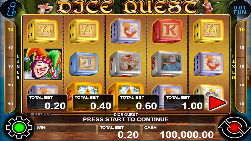 Screenshot of Dice Quest slot from CT Interactive