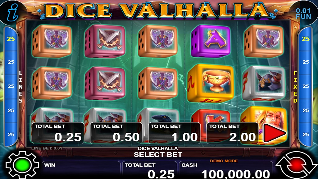 Screenshot of Dice Valhalla slot from CT Interactive