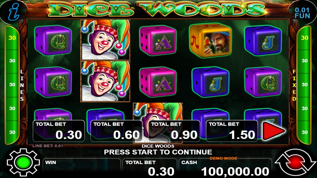 Screenshot of Dice Woods slot from CT Interactive