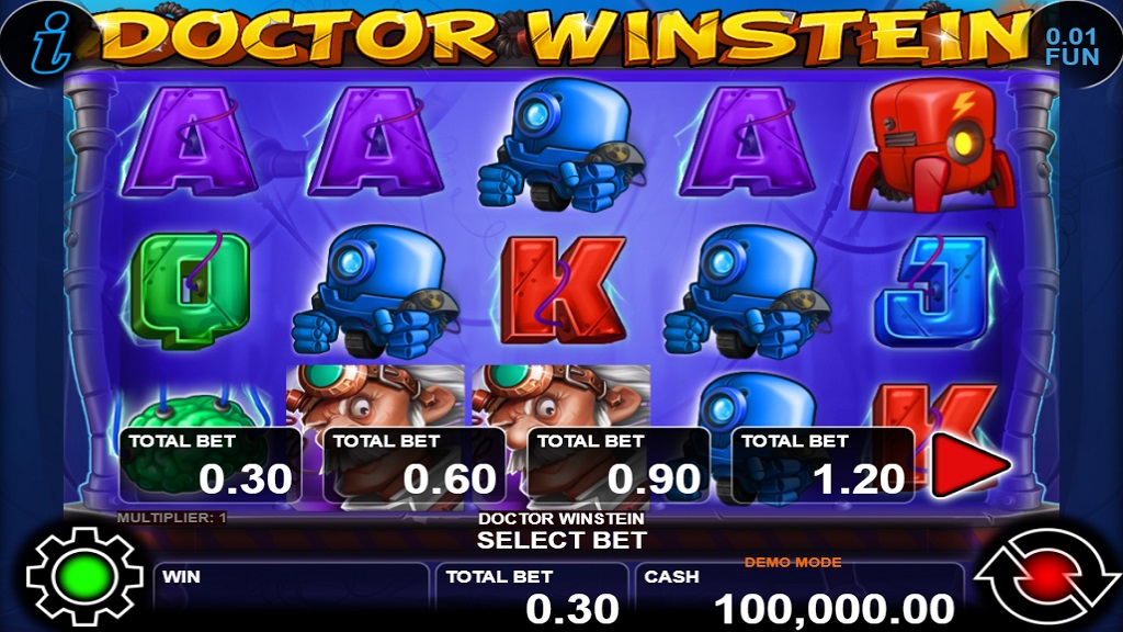 Screenshot of Doctor Winstein slot from CT Interactive