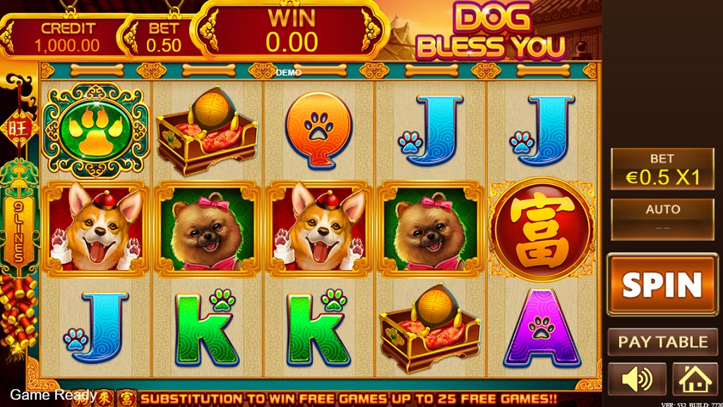 Screenshot of Dog Bless You slot from Playstar