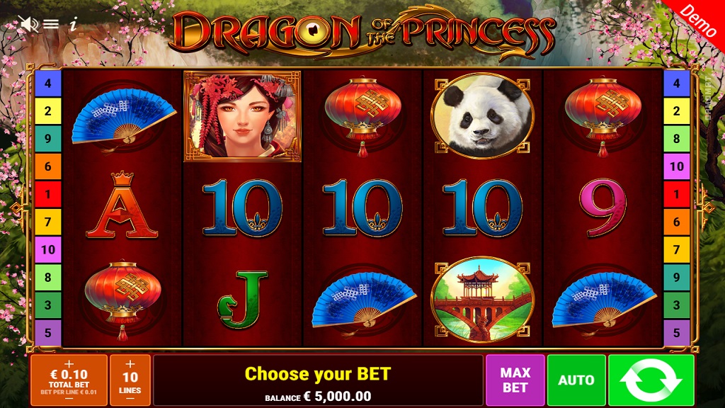 Screenshot of Dragon of the Princess slot from Gamomat