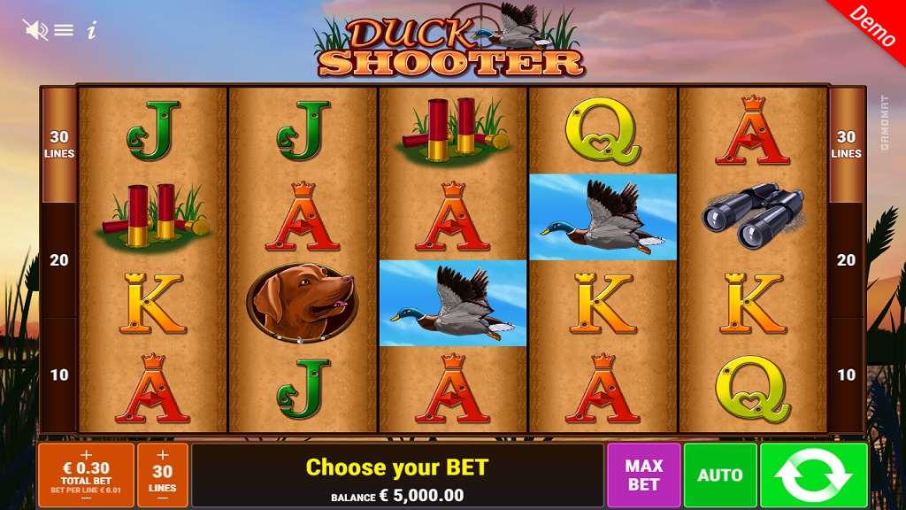 Screenshot of Duck Shooter slot from Gamomat