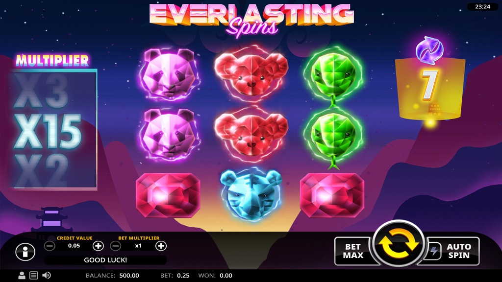 Screenshot of Everlasting Spins slot from Swintt
