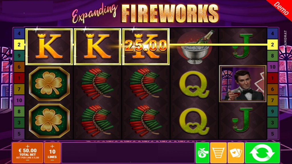 Screenshot of Expanding Fireworks slot from Gamomat