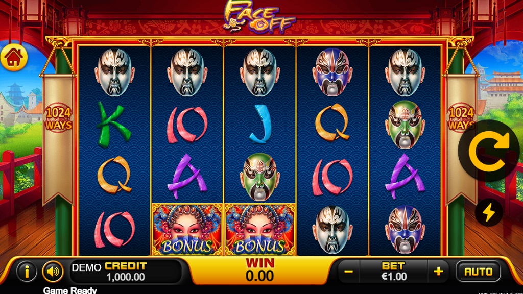 Screenshot of Face Off slot from Playstar