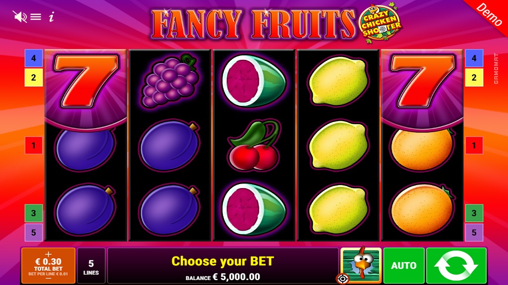 Screenshot of Fancy Fruits Crazy Chicken Shooter slot from Gamomat