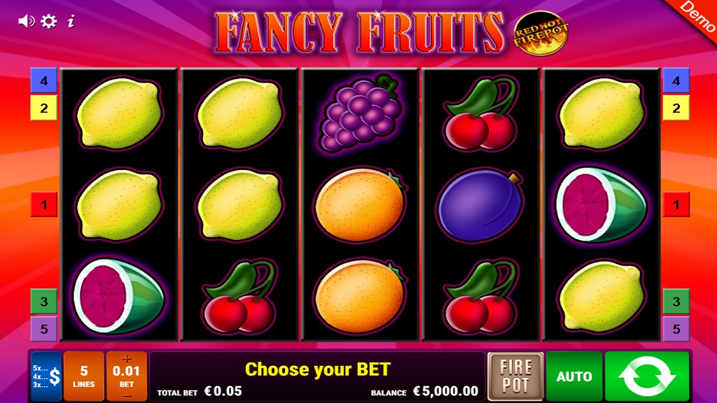 Screenshot of Fancy Fruits Red Hot Firepot slot from Gamomat