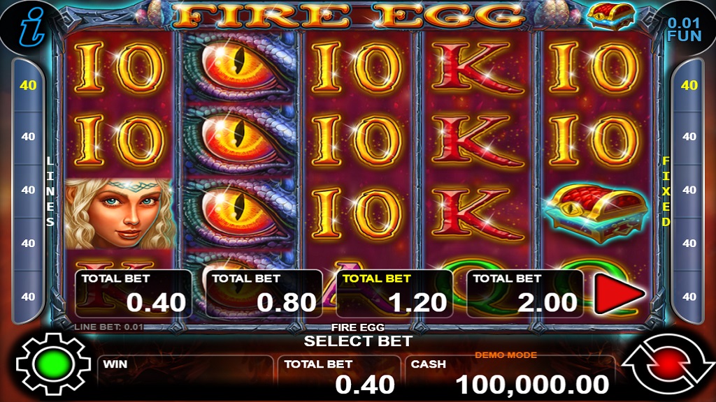 Screenshot of Fire Egg slot from CT Interactive