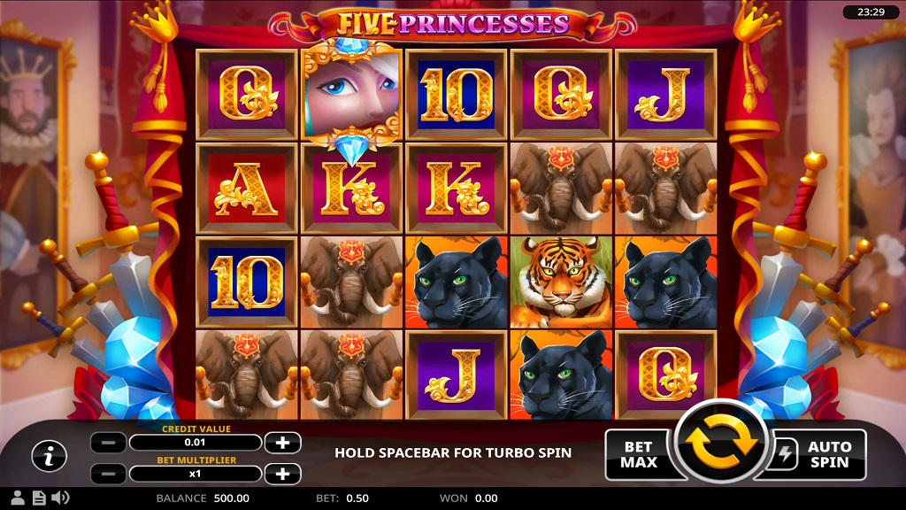 Screenshot of Five Princesses slot from Swintt